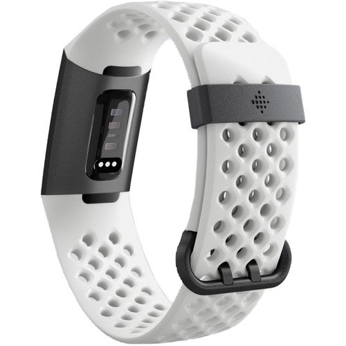 Fitbit Charge 3 Fitness Wristband (Special Edition, Frost White Sport ...