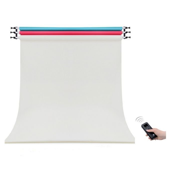 Remote Backdrop Ducame Professional 3-Roller Remote-Control Motorized Electric Backdrop ...