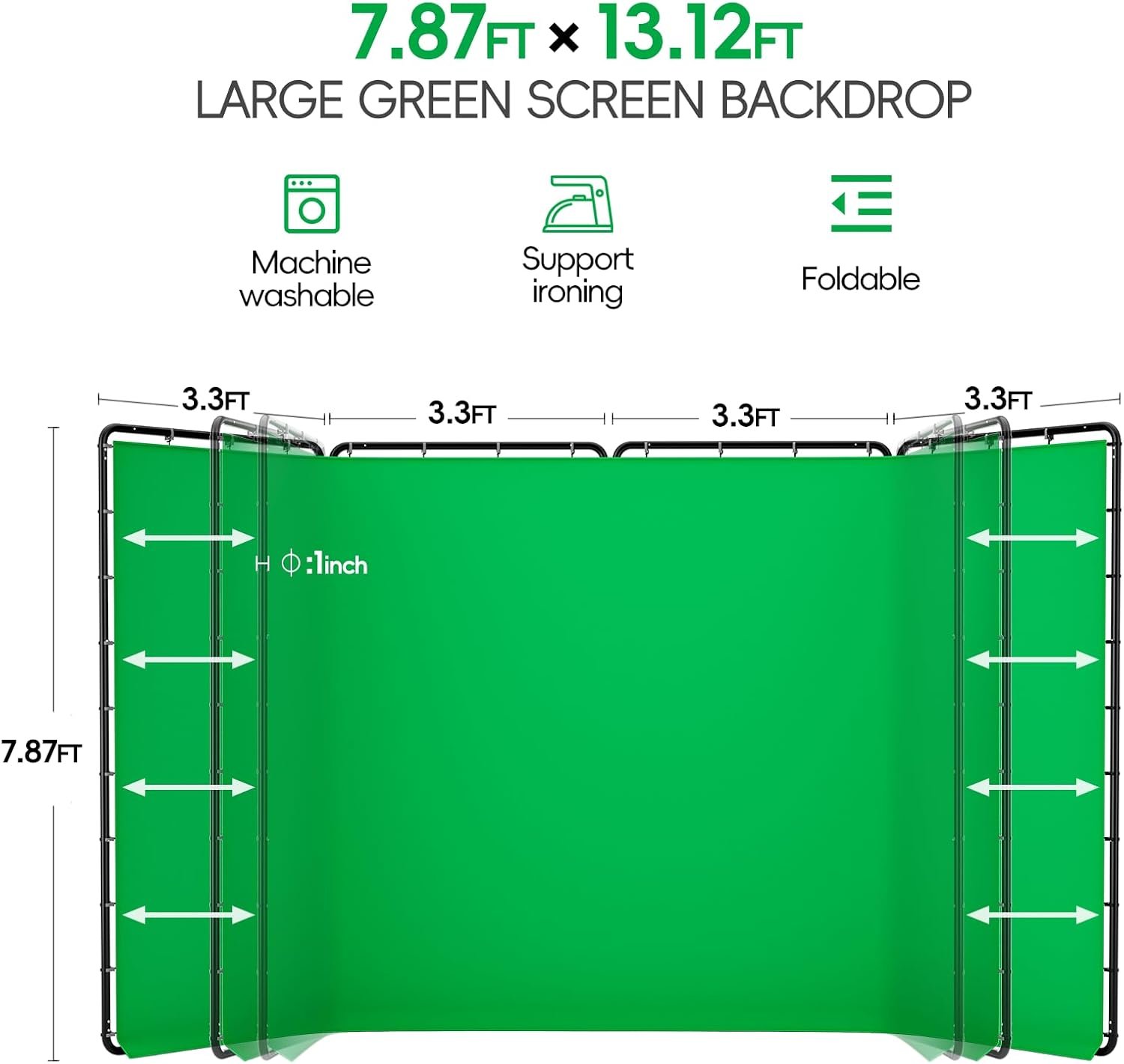 Fancier Green Screen Kit – 10x12 Ft Chromakey-Hintergrund Mit Ständer, Für Video & Fotos